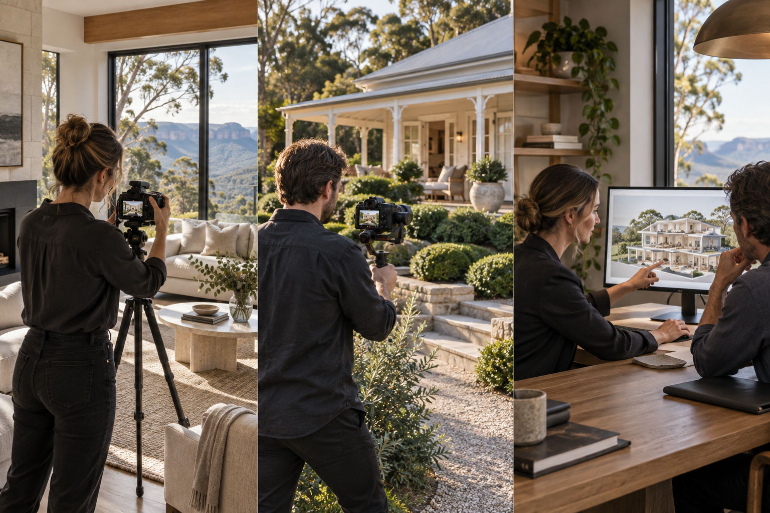 A photographer composing an interior photograph